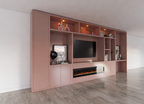 TV-/Bürofachschrank Narni mit Kamin 535x45x255H cm - 5cm Fachbodenstärke - PREIS AUF ANFRAGE