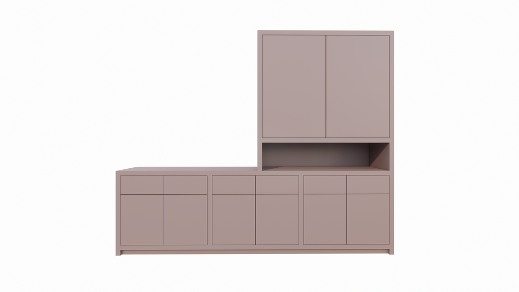 TV-Anrichte/Kommode Nikiti - 297x50x240H cm - 5 cm starke Einlegeböden - schlankes Design - Türen mit Druck zu öffnen