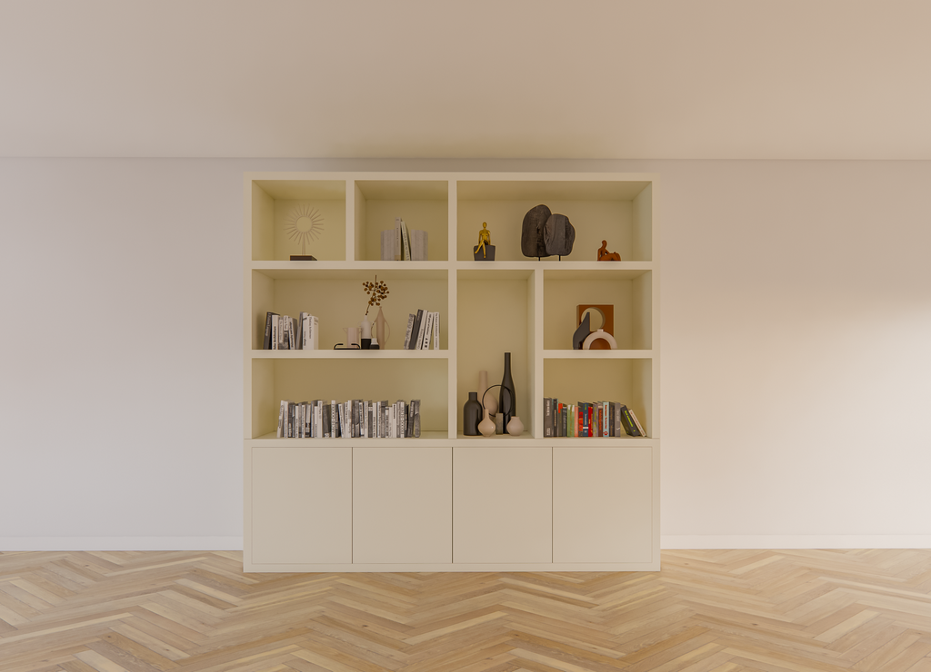 Fächerschrank Noale - 250x42x240H cm - Push-to-open-Türen - 5cm Fachbodenstärke - schlankes Design