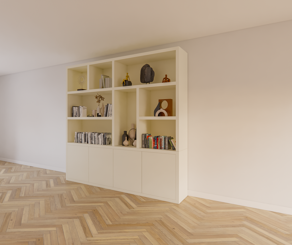 Fächerschrank Noale - 250x42x240H cm - Push-to-open-Türen - 5cm Fachbodenstärke - schlankes Design
