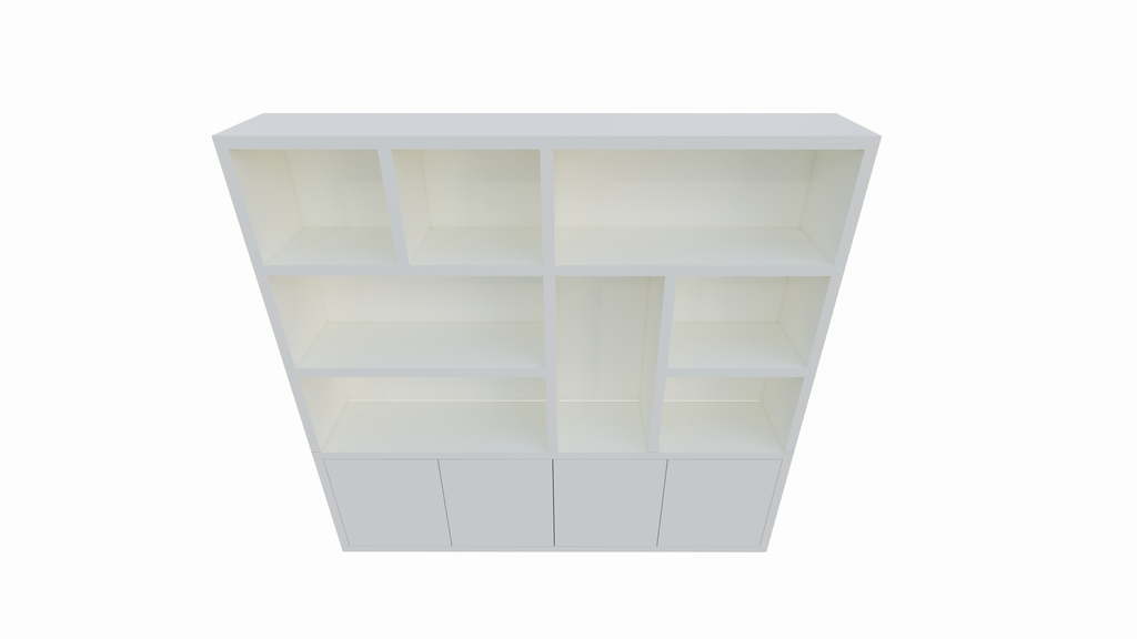 Fächerschrank Noale - 250x42x240H cm - Push-to-open-Türen - 5cm Fachbodenstärke - schlankes Design