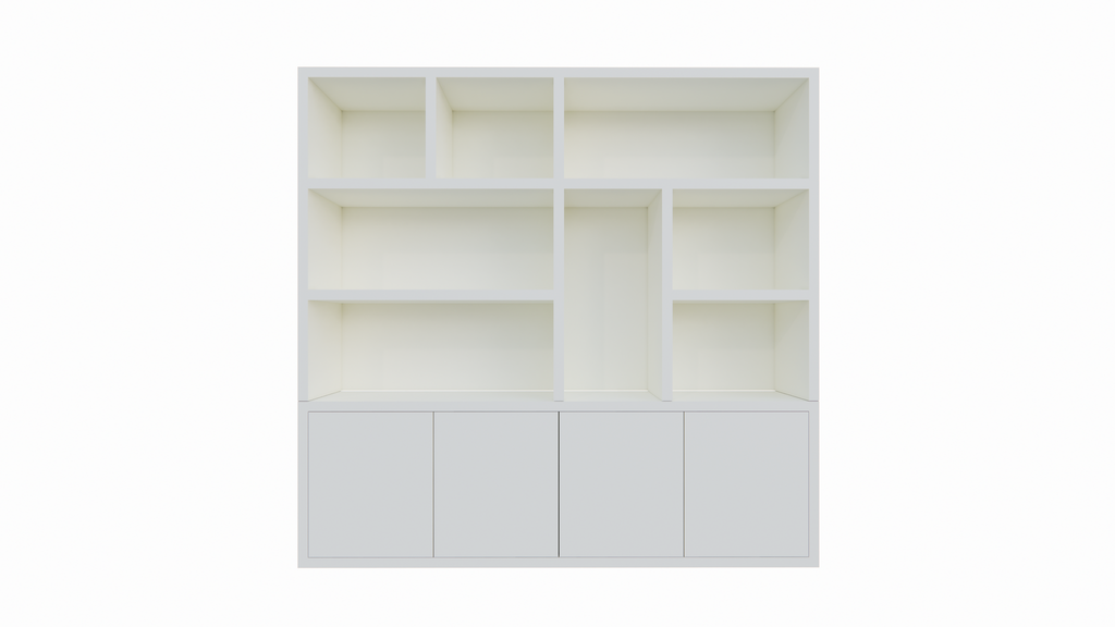 Fächerschrank Noale - 250x42x240H cm - Push-to-open-Türen - 5cm Fachbodenstärke - schlankes Design