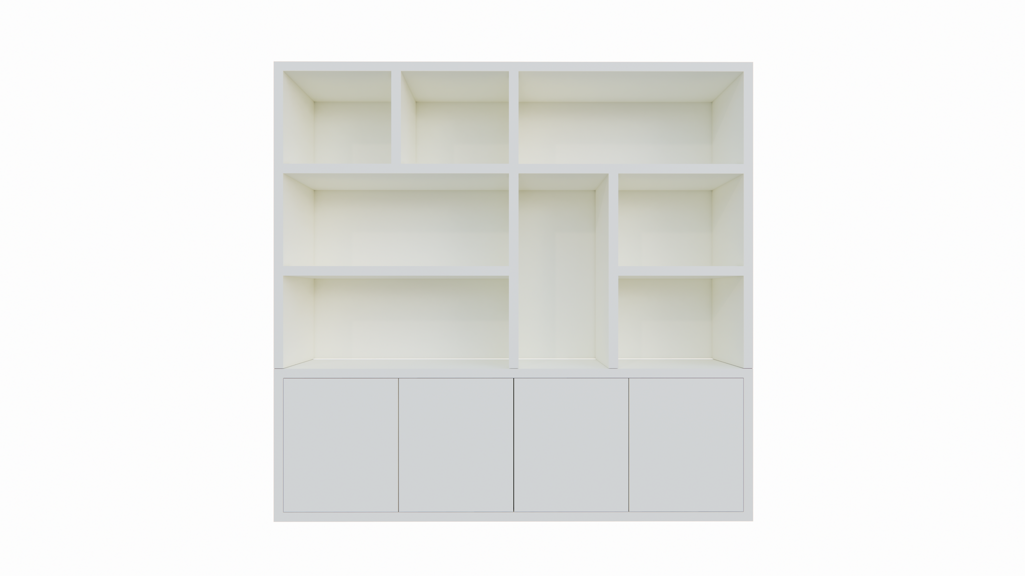 Fächerschrank Noale - 250x42x240H cm - Push-to-open-Türen - 5cm Fachbodenstärke - schlankes Design