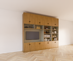 Aufbewahrungsschrank Nome - 300x40x250H cm - geschlossene Türen - offene Fächer - mit Eiche außen