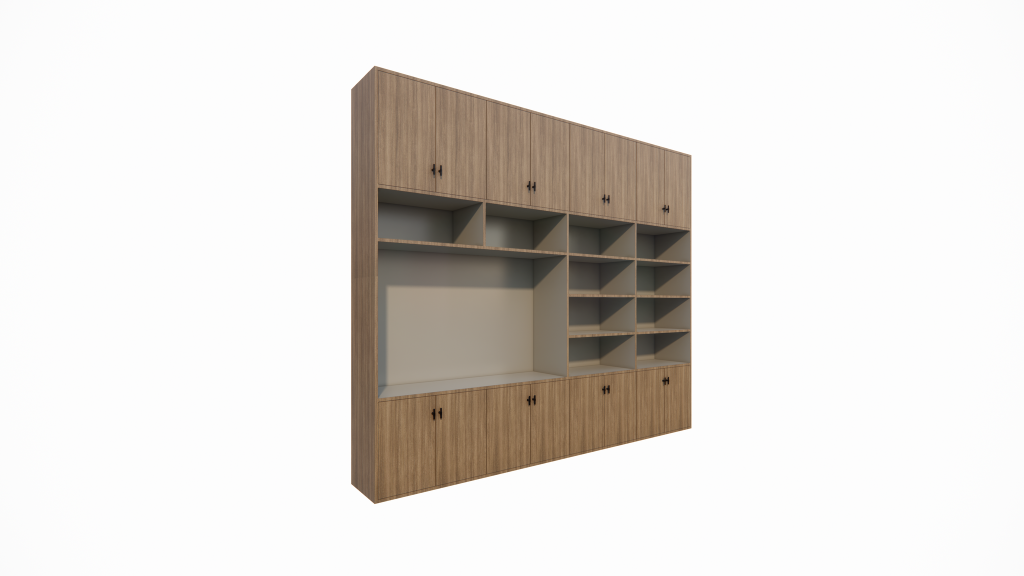 Aufbewahrungsschrank Nome - 300x40x250H cm - geschlossene Türen - offene Fächer - mit Eiche außen