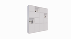 Schrank mit Norwich-Fächern - 210x40x235H cm - 5 cm Fachbodenstärke - geschlossene Push-to-Open-Türen und offene Fachböden im Oberschrank - schlankes Design