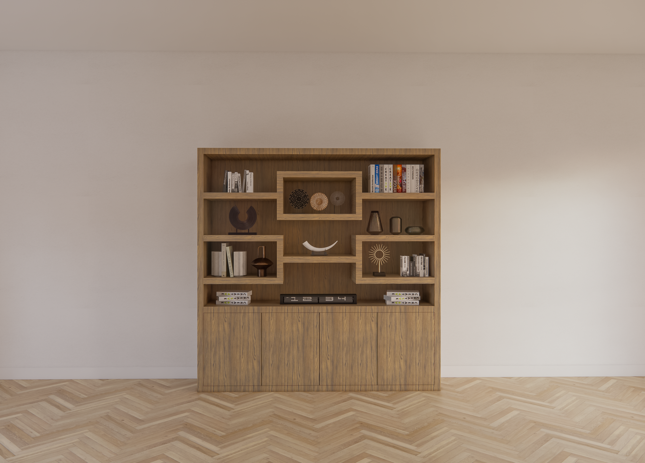 Schrank Oregon - 200x50x200H cm - Eiche-Dekor - Push-to-open-Türen - glatte Oberfläche