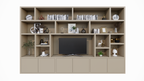 Osaka Fächerschrank - 400x40x255H cm - 15 offene Fächer - 6 push-to-open Türen - Cinewall - TV-Fach - schlankes Design - zerlegbar - 5cm Bodenstärke