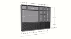 TV-Fachschrank Padua - 300x40x240H cm - 4cm Fachbodenstärke - mit Cinewall/Fernsehfach - schlankes Design - offene Fächer - 5 grifflose Push-to-open-Türen mit Bearbeitung - mit Kabelloch im TV-Fach