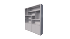 Paloma Regal - 200x35x235H cm - schlankes Design - offene Regale - 4 grifflose Push-to-Open-Türen - 4cm Bodenstärke