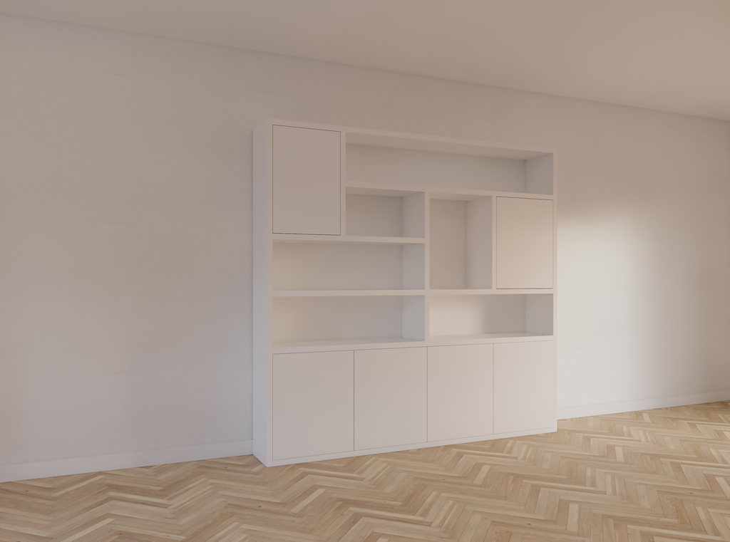 Pamplomaschrank - 250x35x235H cm - Fachbodenstärke 4cm - Türen zum Aufschieben