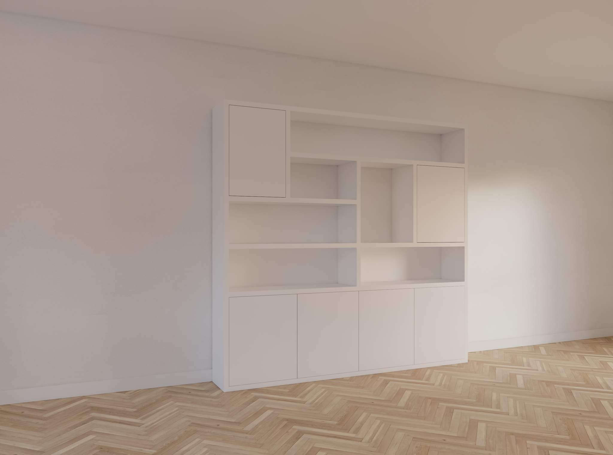 Pamplomaschrank - 250x35x235H cm - Fachbodenstärke 4cm - Türen zum Aufschieben