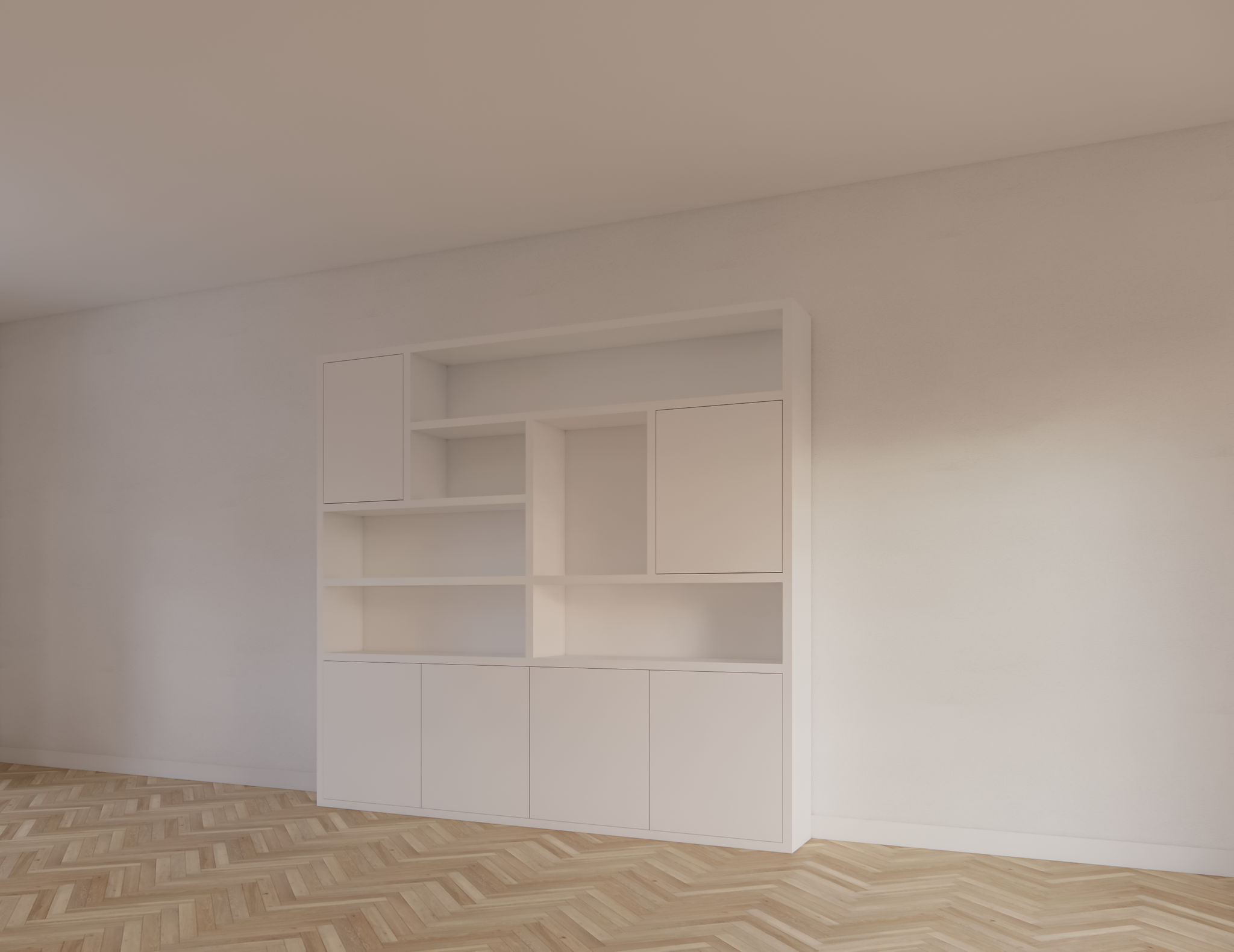 Pamplomaschrank - 250x35x235H cm - Fachbodenstärke 4cm - Türen zum Aufschieben