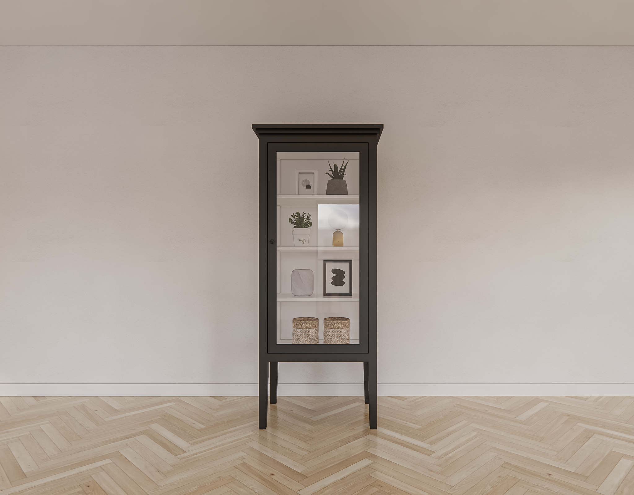 Vitrine Pasto - 70x50x180H cm - auf Beinen - schlichtes Design