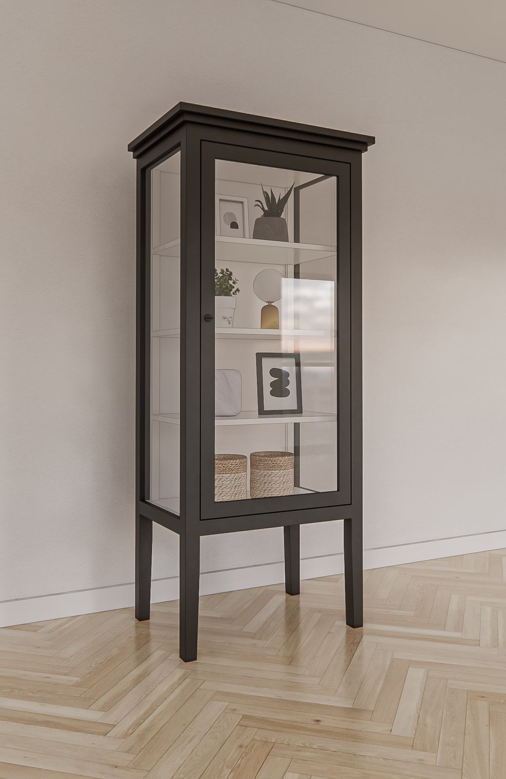 Vitrine Pasto - 70x50x180H cm - auf Beinen - schlichtes Design