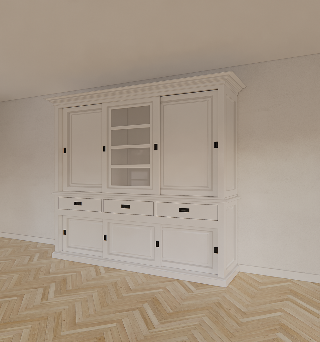 Buffetschrank Patras - 300x50x230H cm - geschlossene Türen - Schiebetüren - 3 Soft-Close-Schubladen