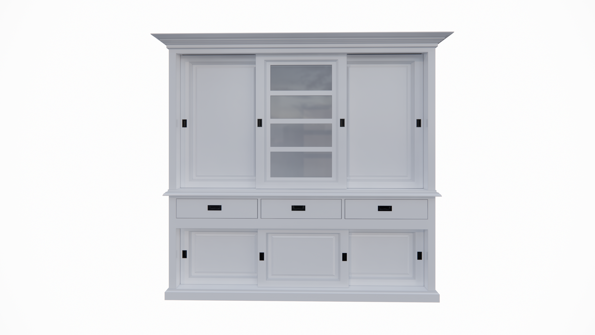 Buffetschrank Patras - 300x50x230H cm - geschlossene Türen - Schiebetüren - 3 Soft-Close-Schubladen