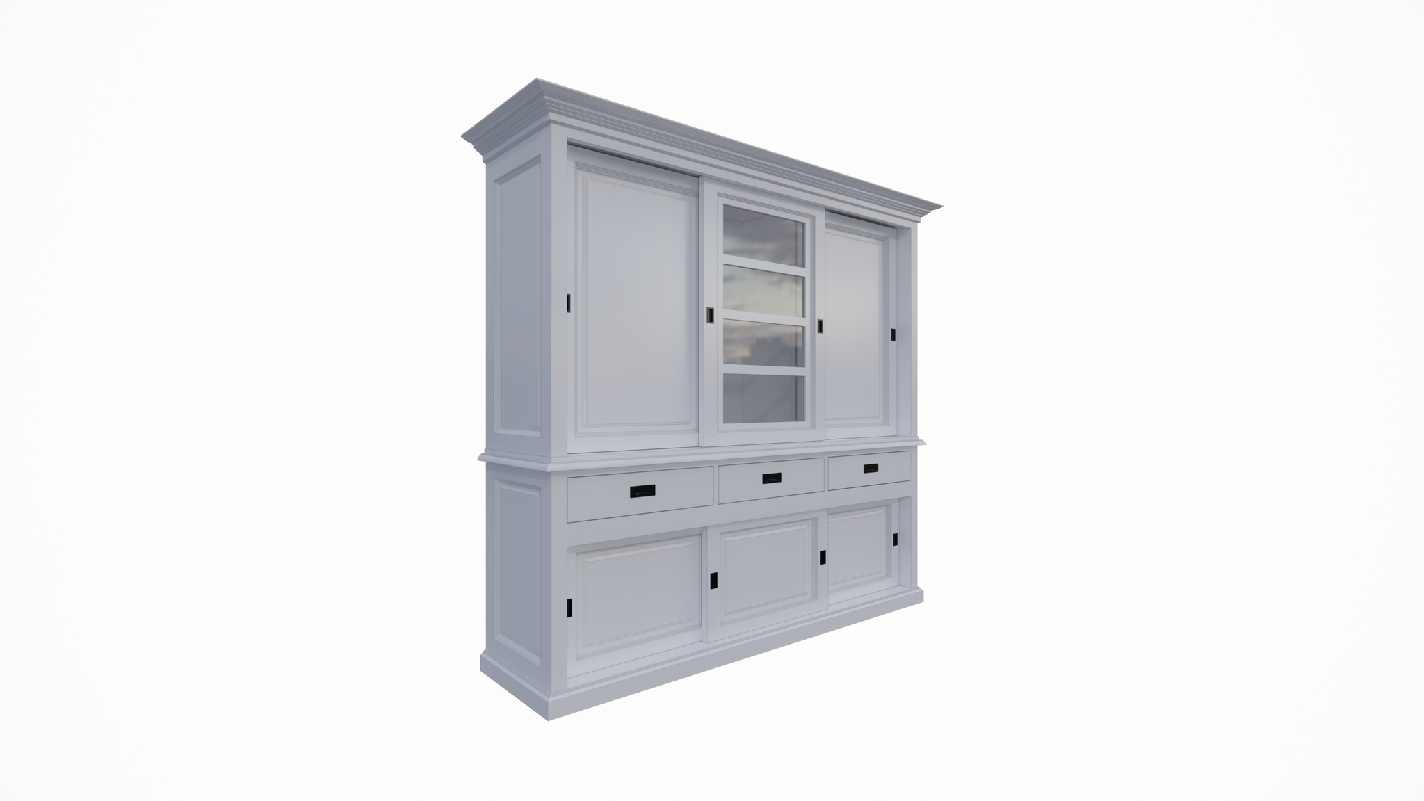 Buffetschrank Patras - 300x50x230H cm - geschlossene Türen - Schiebetüren - 3 Soft-Close-Schubladen