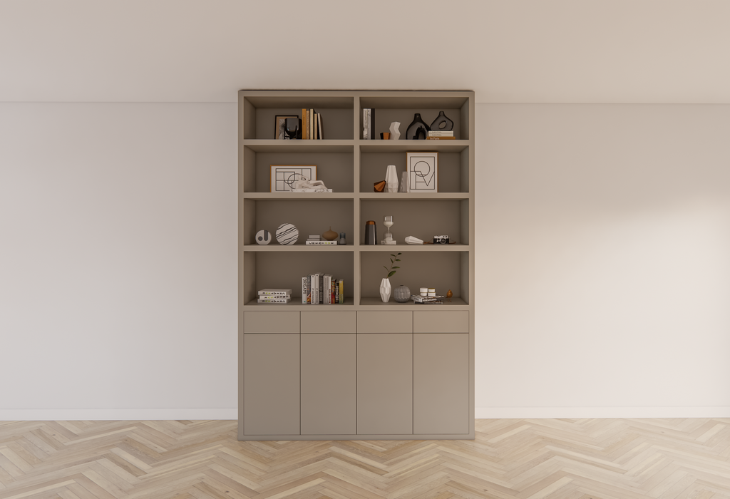 Regal Pavia - 210x40x310H cm - offene Regale - Schubladen und Türen zum Aufschieben