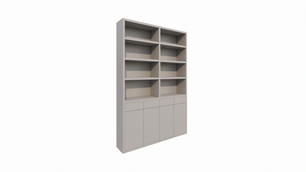 Regal Pavia - 210x40x310H cm - offene Regale - Schubladen und Türen zum Aufschieben