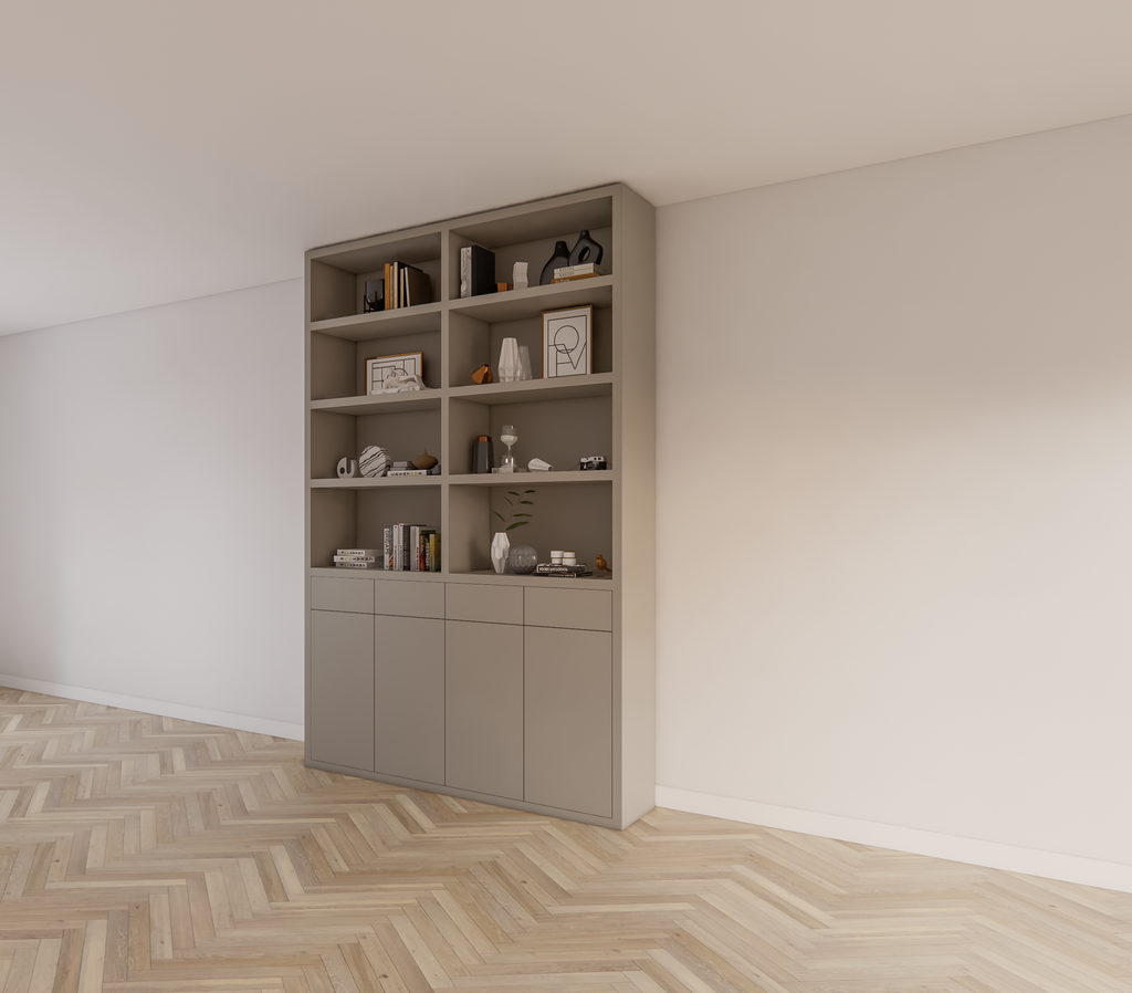 Regal Pavia - 210x40x310H cm - offene Regale - Schubladen und Türen zum Aufschieben