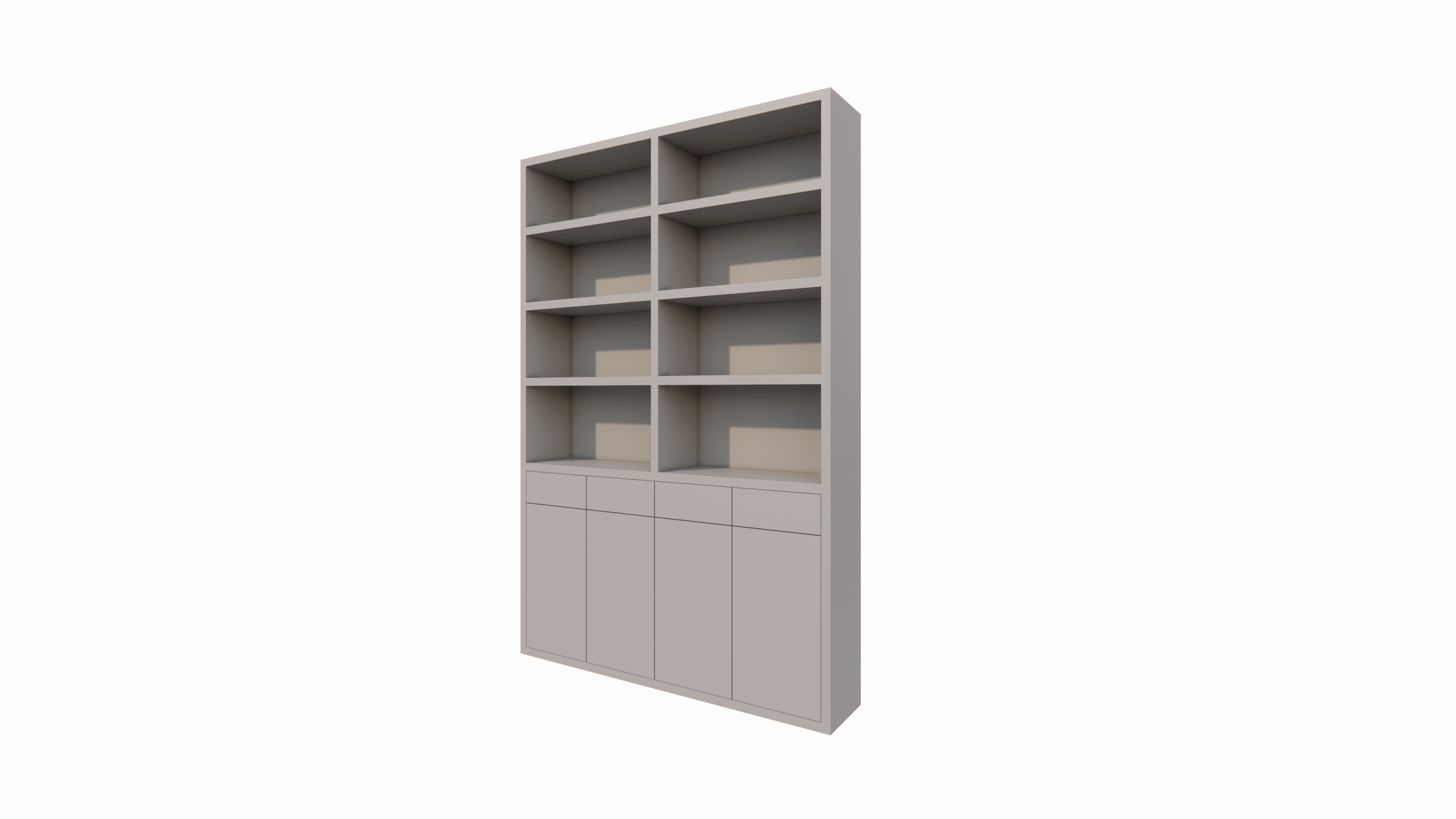 Regal Pavia - 210x40x310H cm - offene Regale - Schubladen und Türen zum Aufschieben