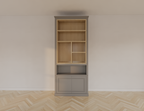Perth Fächerschrank - 100x40x240H cm - 6 offene Fächer - 2 push-to-open Türen - mit Eichenfächern