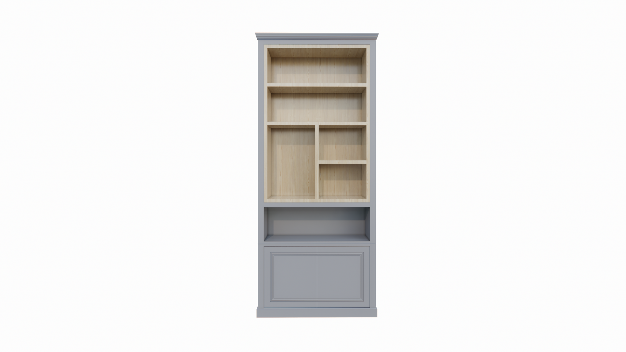 Perth Fächerschrank - 100x40x240H cm - 6 offene Fächer - 2 push-to-open Türen - mit Eichenfächern