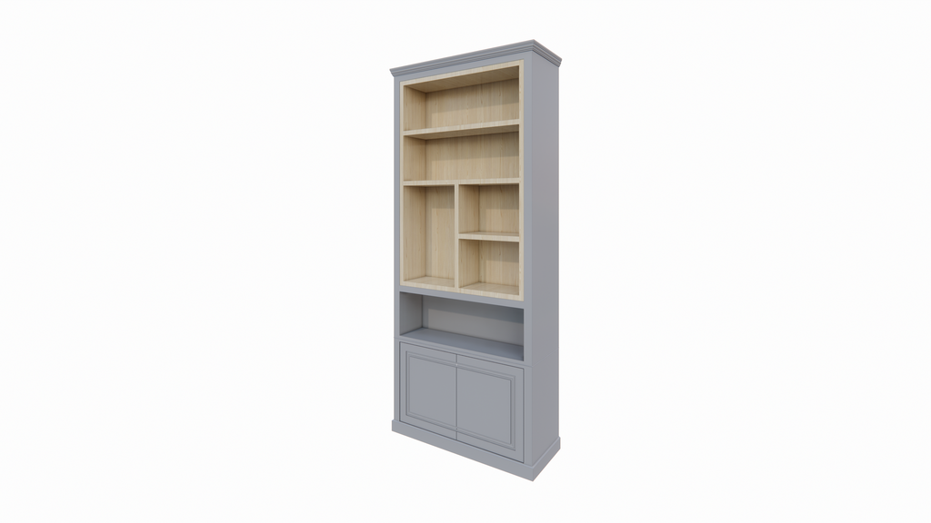 Perth Fächerschrank - 100x40x240H cm - 6 offene Fächer - 2 push-to-open Türen - mit Eichenfächern