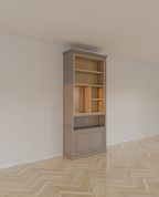 Perth Fächerschrank - 100x40x240H cm - 6 offene Fächer - 2 push-to-open Türen - mit Eichenfächern