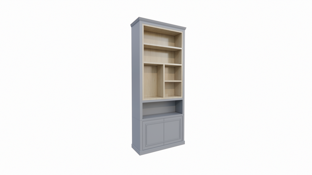 Perth Fächerschrank - 100x40x240H cm - 6 offene Fächer - 2 push-to-open Türen - mit Eichenfächern
