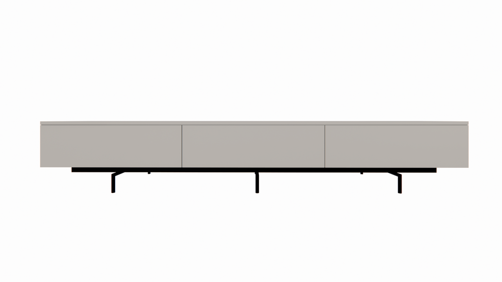 TV-Sideboard Perula - 250x45x40H cm - untere Ausführung aus schwarzem Stahl - Schubladen mit Push-to-Open-Funktion
