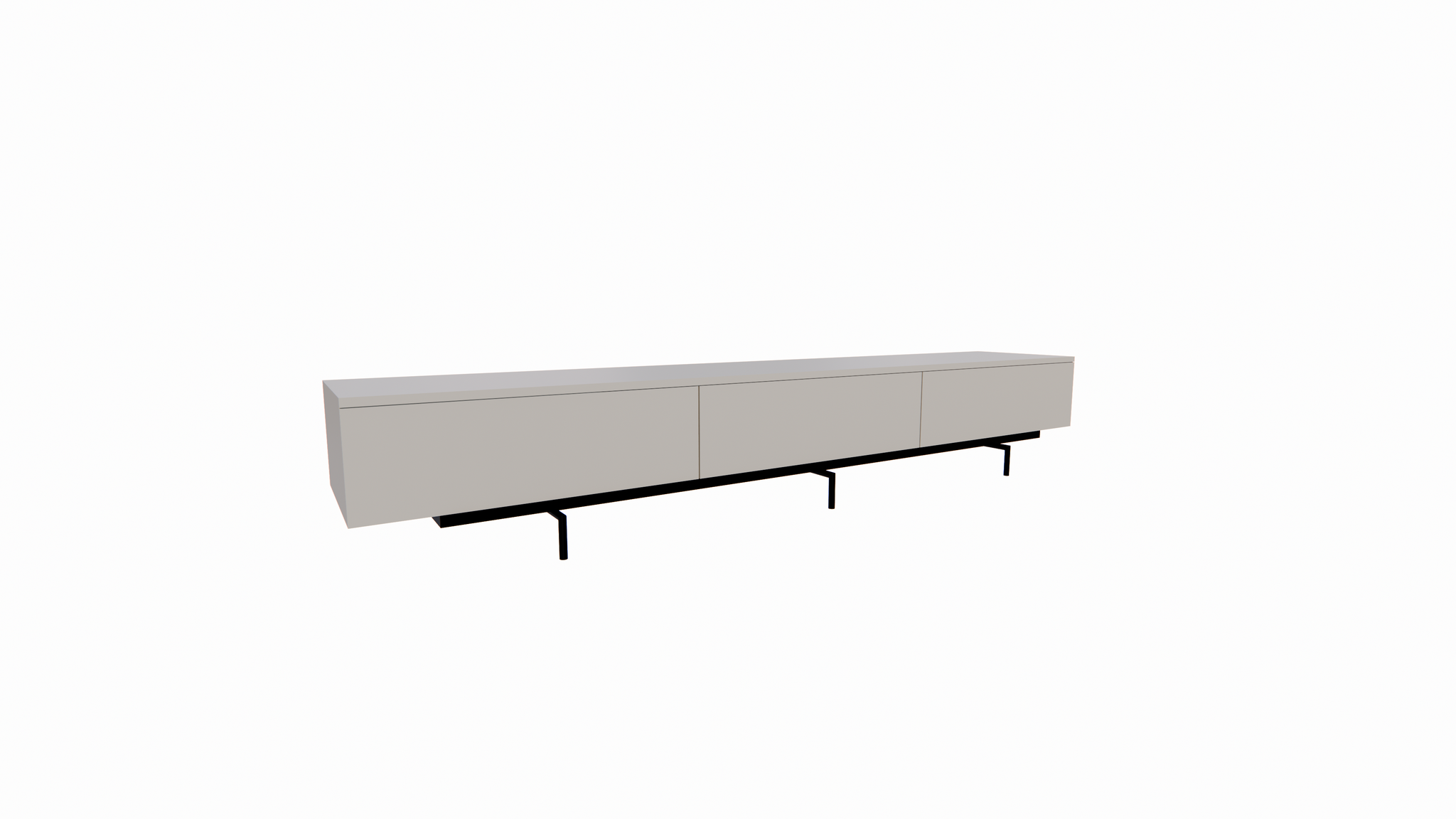 TV-Sideboard Perula - 250x45x40H cm - untere Ausführung aus schwarzem Stahl - Schubladen mit Push-to-Open-Funktion
