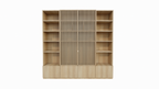 TV-Schrank Pinoso - 260x40x255H cm - Eiche - Paneeltüren - offene Einlegeböden - schlichte Ausführung
