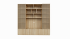 TV-Schrank Pinoso - 260x40x255H cm - Eiche - Paneeltüren - offene Einlegeböden - schlichte Ausführung