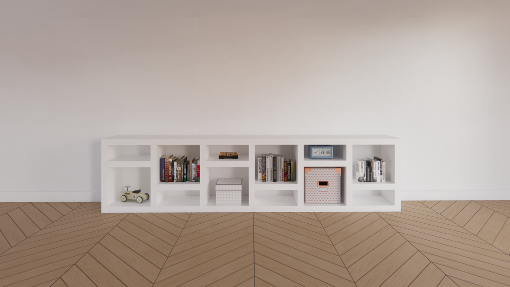 Beistelltisch/Kommode Prato 01 - 245x30x60H cm - 5cm Regalstärke - offene Regale Sideboard
