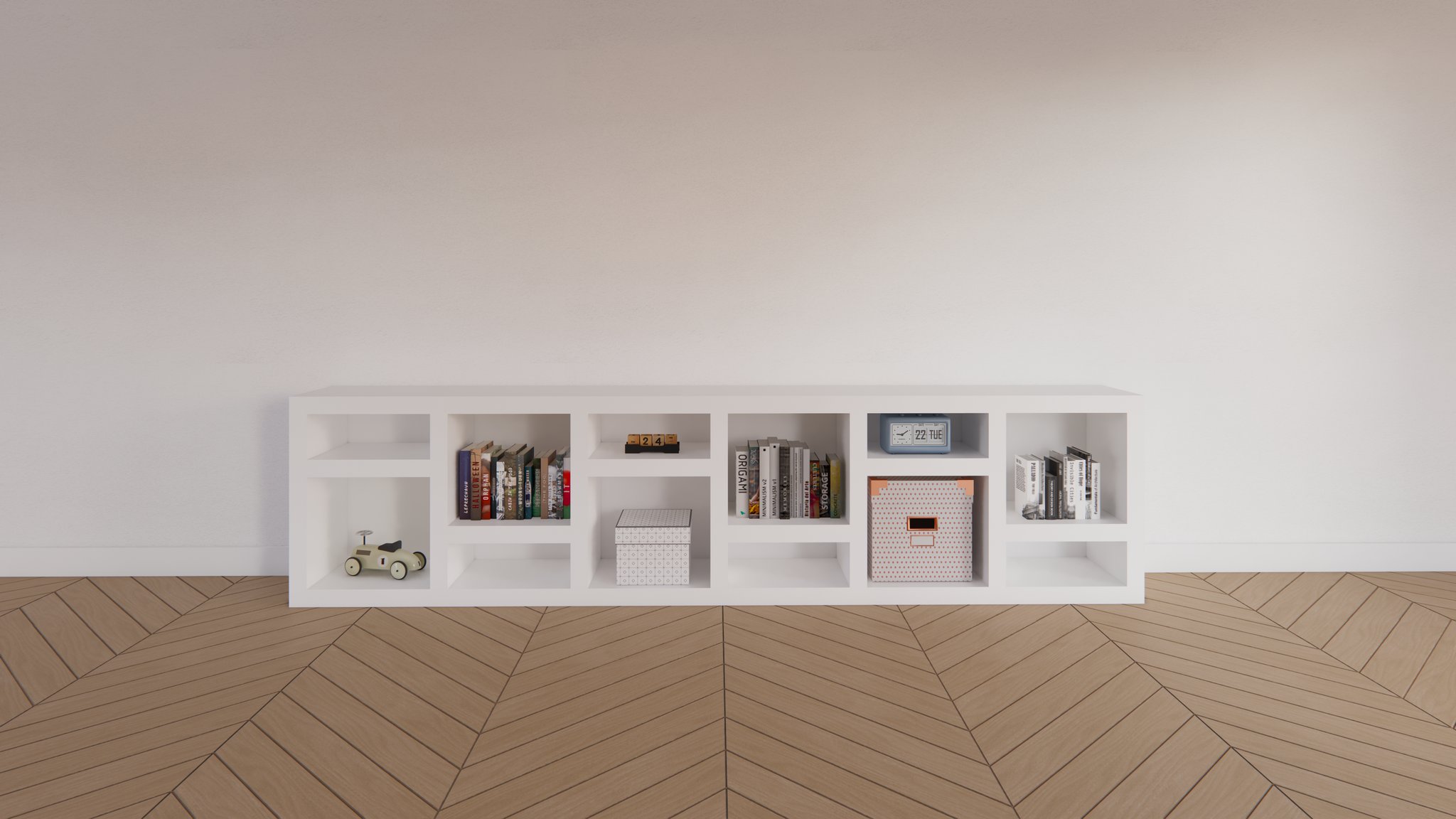 Beistelltisch/Kommode Prato 01 - 245x30x60H cm - 5cm Regalstärke - offene Regale Sideboard