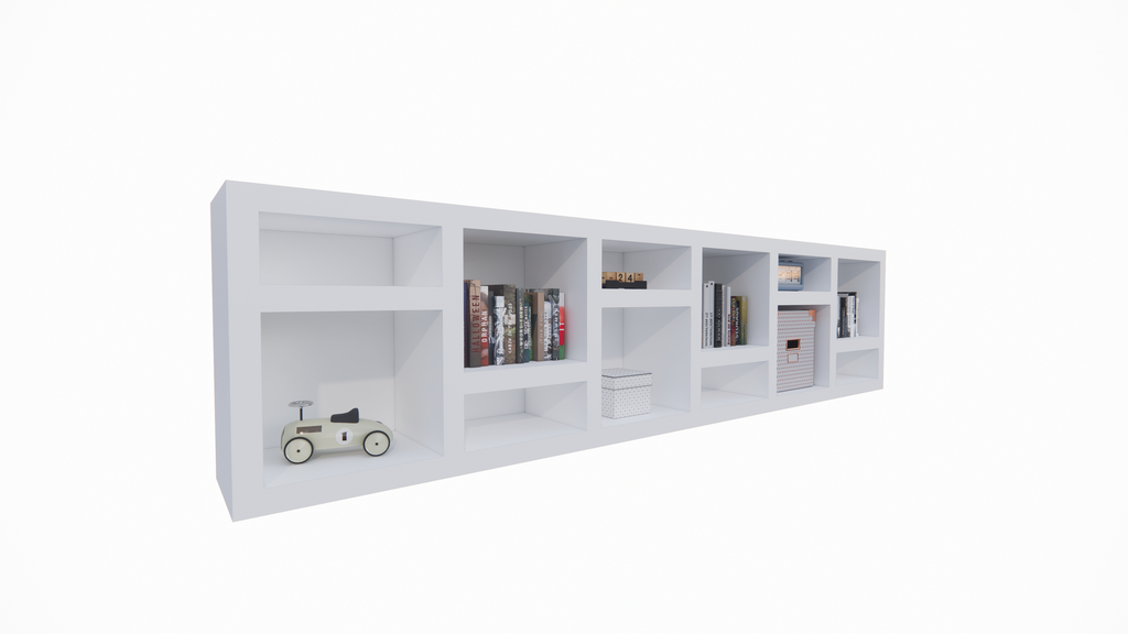 Beistelltisch/Kommode Prato 01 - 245x30x60H cm - 5cm Regalstärke - offene Regale Sideboard
