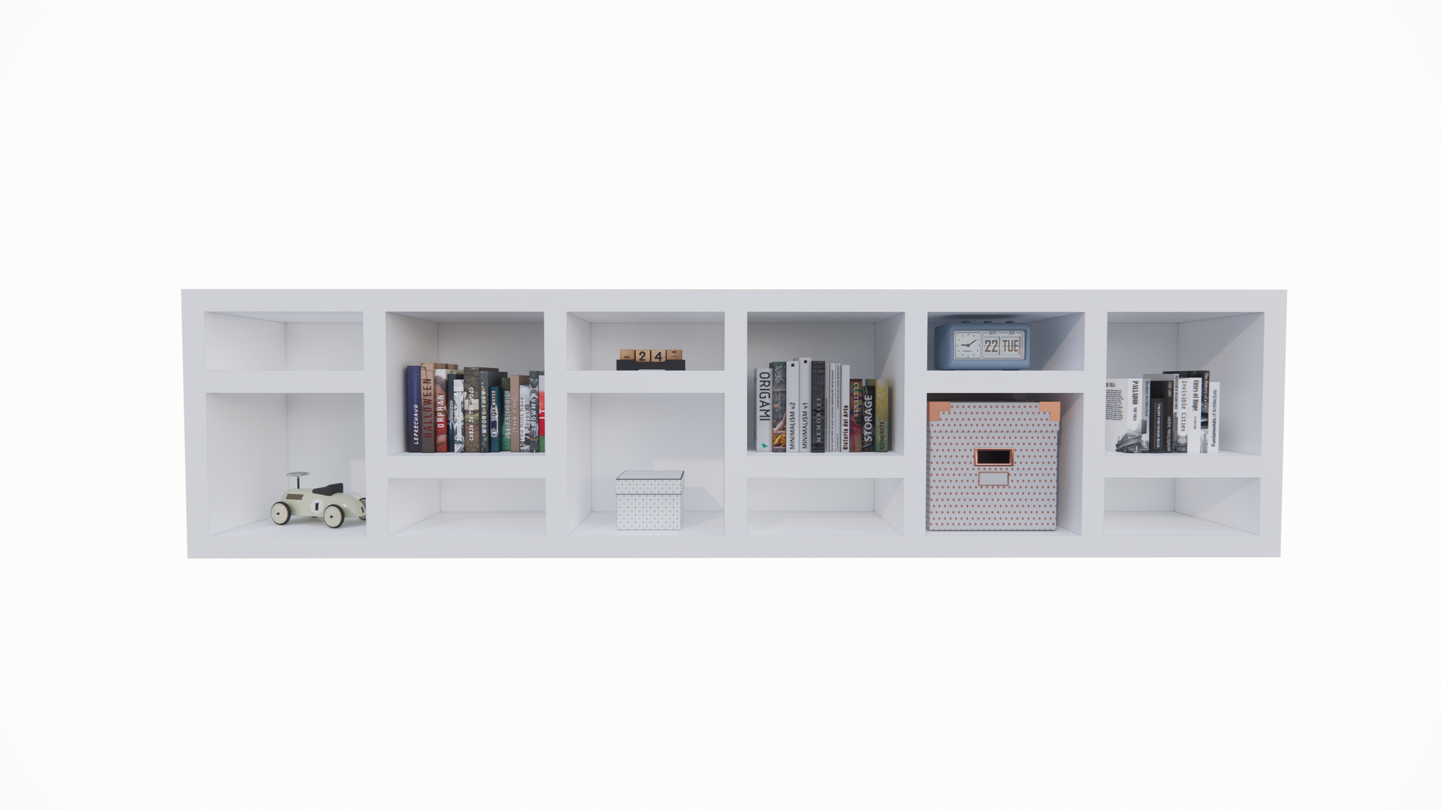 Beistelltisch/Kommode Prato 01 - 245x30x60H cm - 5cm Regalstärke - offene Regale Sideboard