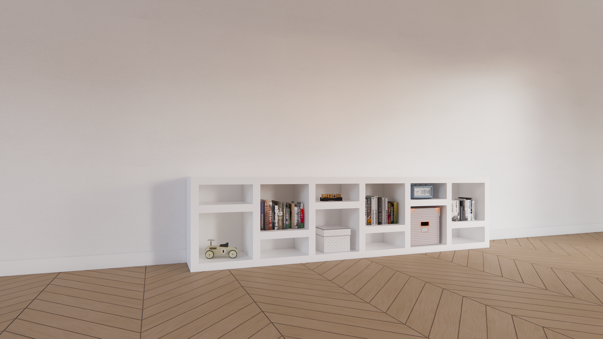 Beistelltisch/Kommode Prato 01 - 245x30x60H cm - 5cm Regalstärke - offene Regale Sideboard