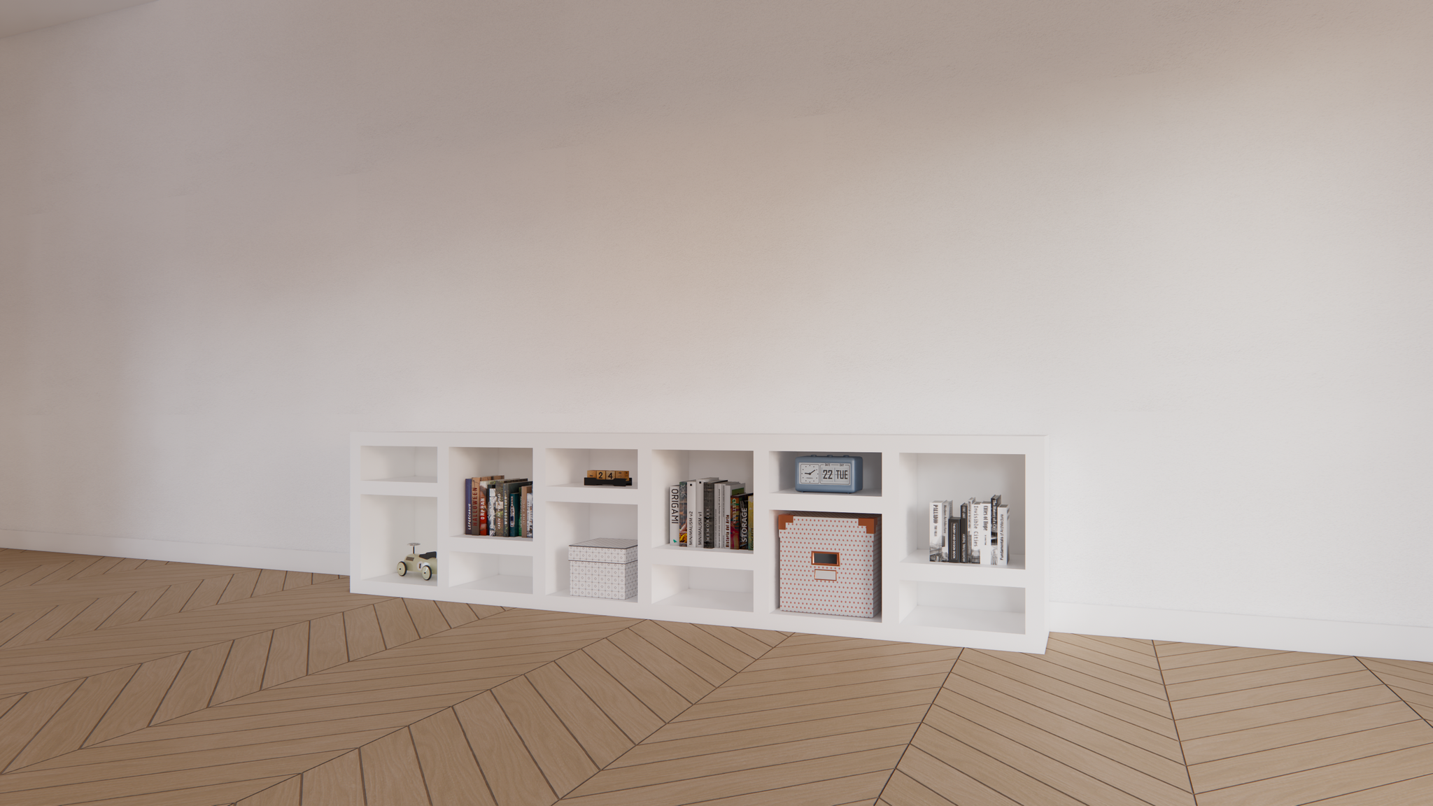 Beistelltisch/Kommode Prato 01 - 245x30x60H cm - 5cm Regalstärke - offene Regale Sideboard
