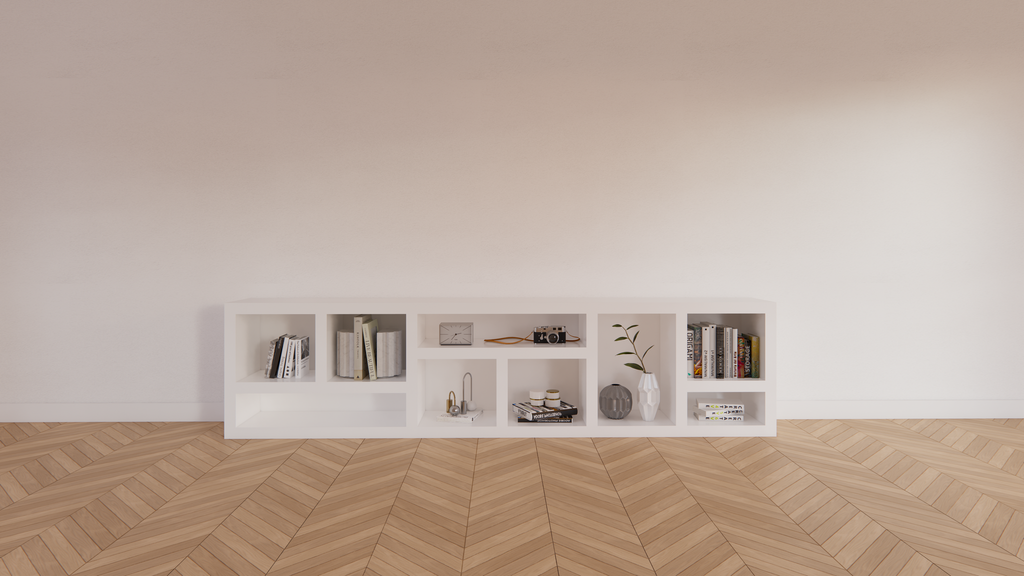 Beistelltisch/Kommode Prato 02 - 245x30x60H cm - 5cm Regalstärke - offene Regale Sideboard