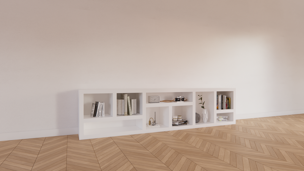 Beistelltisch/Kommode Prato 02 - 245x30x60H cm - 5cm Regalstärke - offene Regale Sideboard