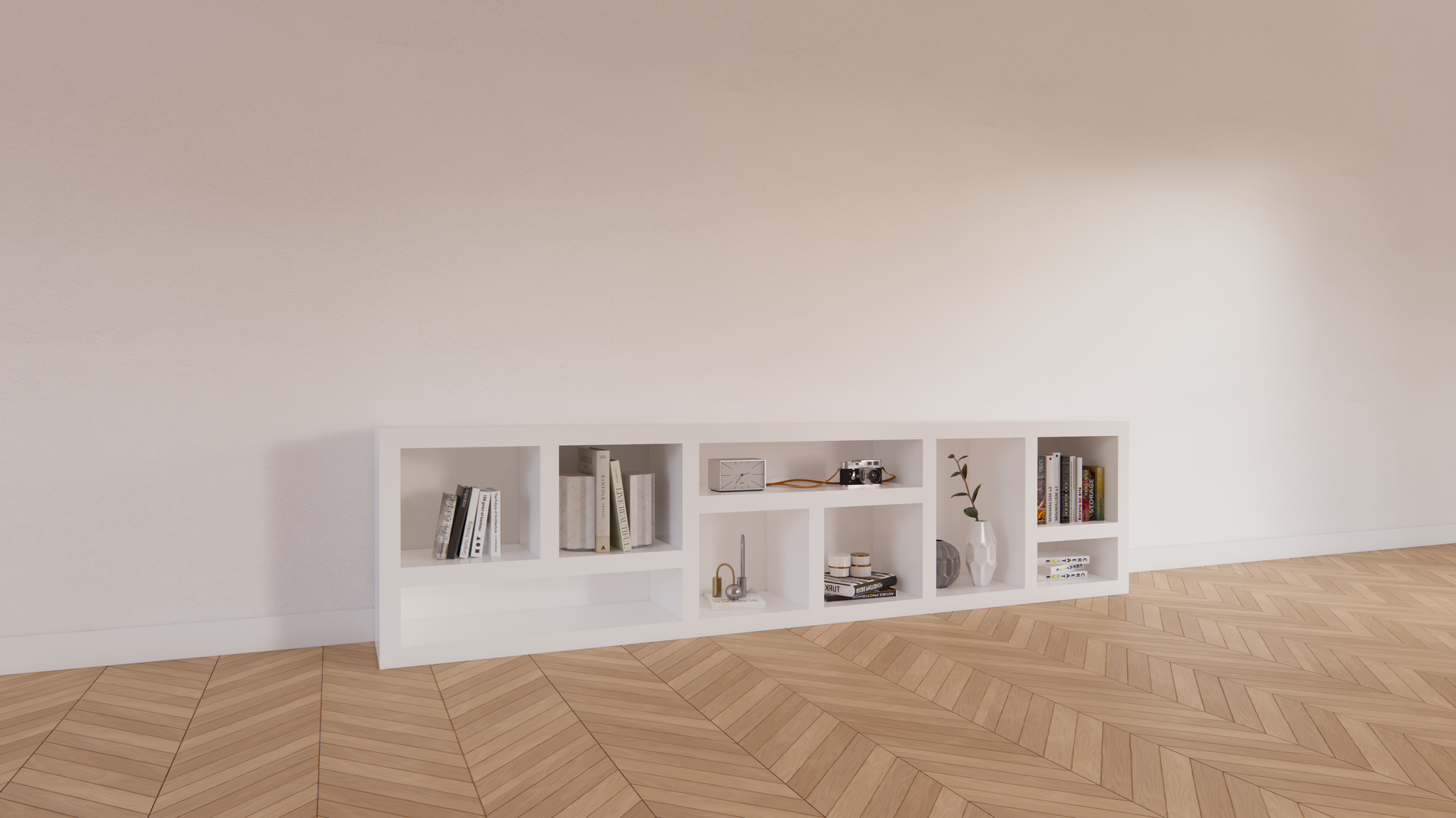 Beistelltisch/Kommode Prato 02 - 245x30x60H cm - 5cm Regalstärke - offene Regale Sideboard