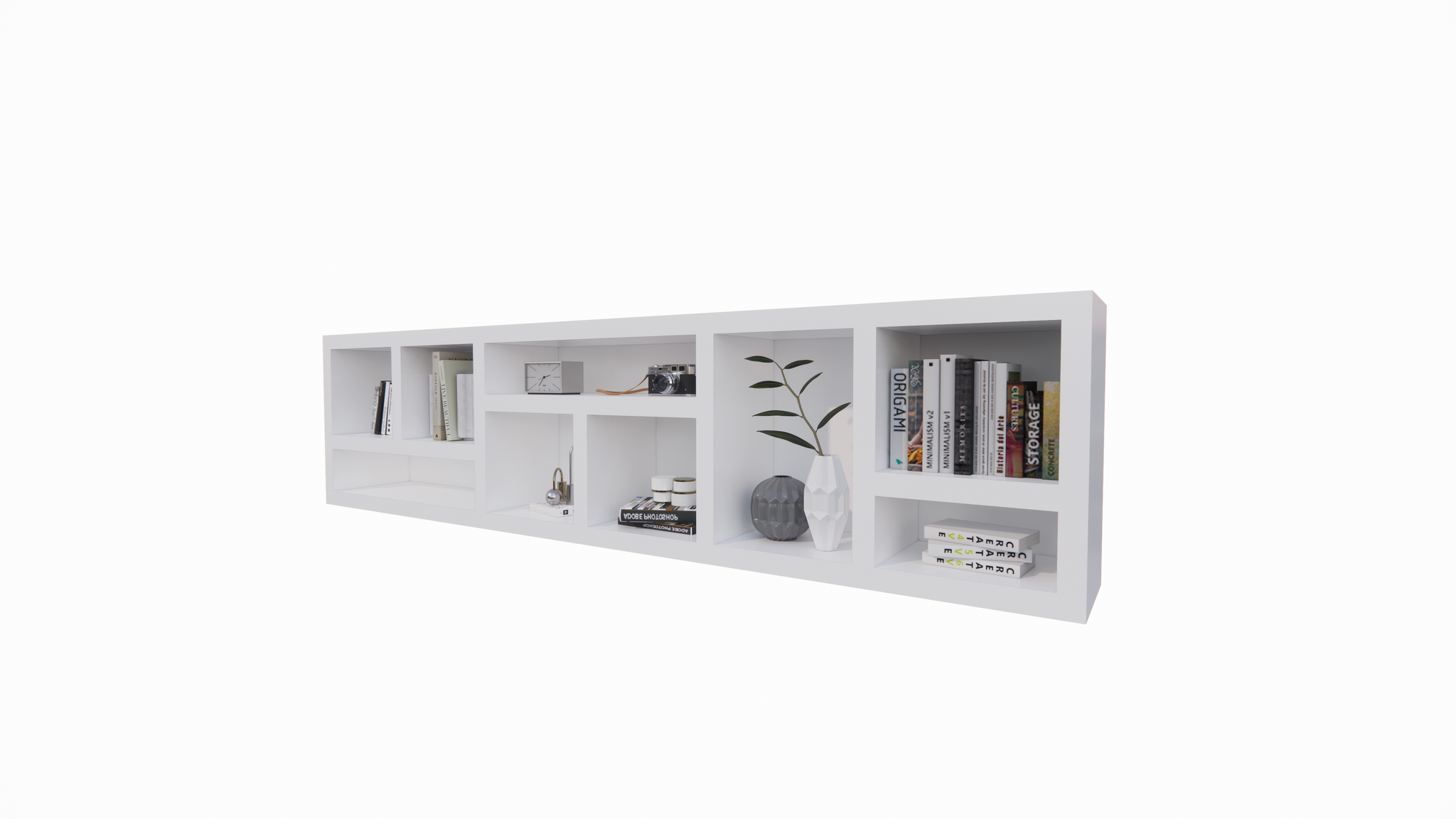 Beistelltisch/Kommode Prato 02 - 245x30x60H cm - 5cm Regalstärke - offene Regale Sideboard