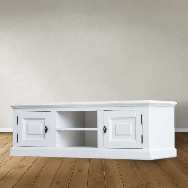Privates TV-Sideboard - 150x50x50H cm - 2 geschlossene Flügeltüren - offenes Fach mit Kabeldurchlass
