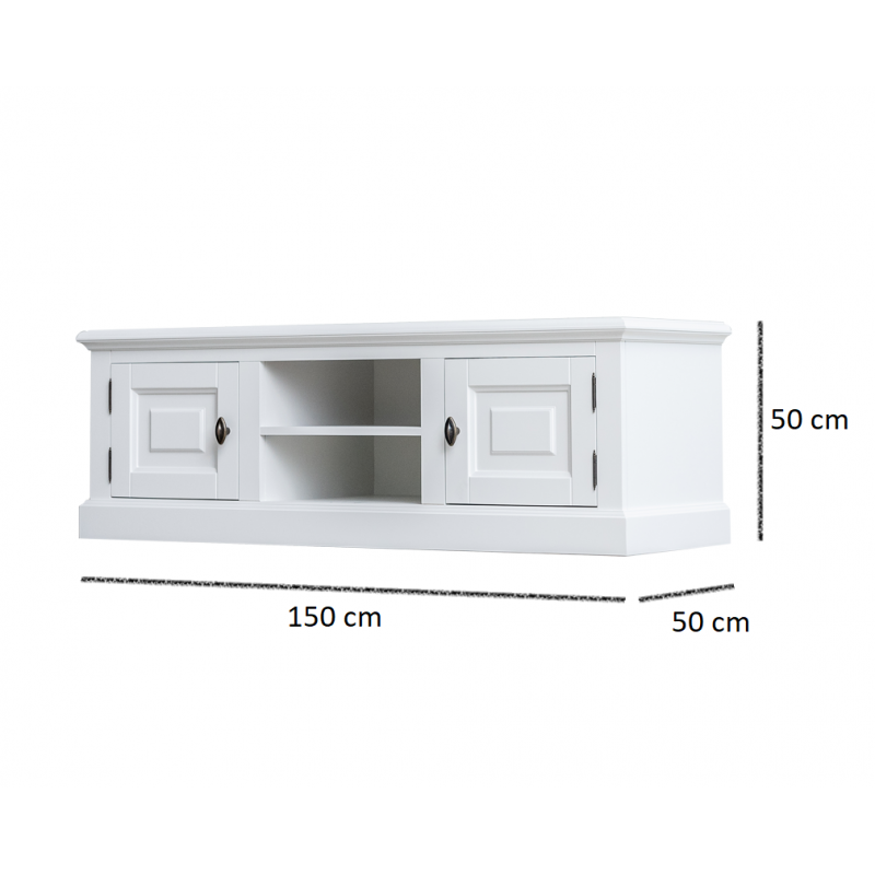 Privates TV-Sideboard - 150x50x50H cm - 2 geschlossene Flügeltüren - offenes Fach mit Kabeldurchlass