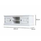 Privates TV-Sideboard - 150x50x50H cm - 2 geschlossene Flügeltüren - offenes Fach mit Kabeldurchlass