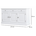 Anrichte Pula - 177x45x95H cm - 3 Schubladen - 3 Flügeltüren