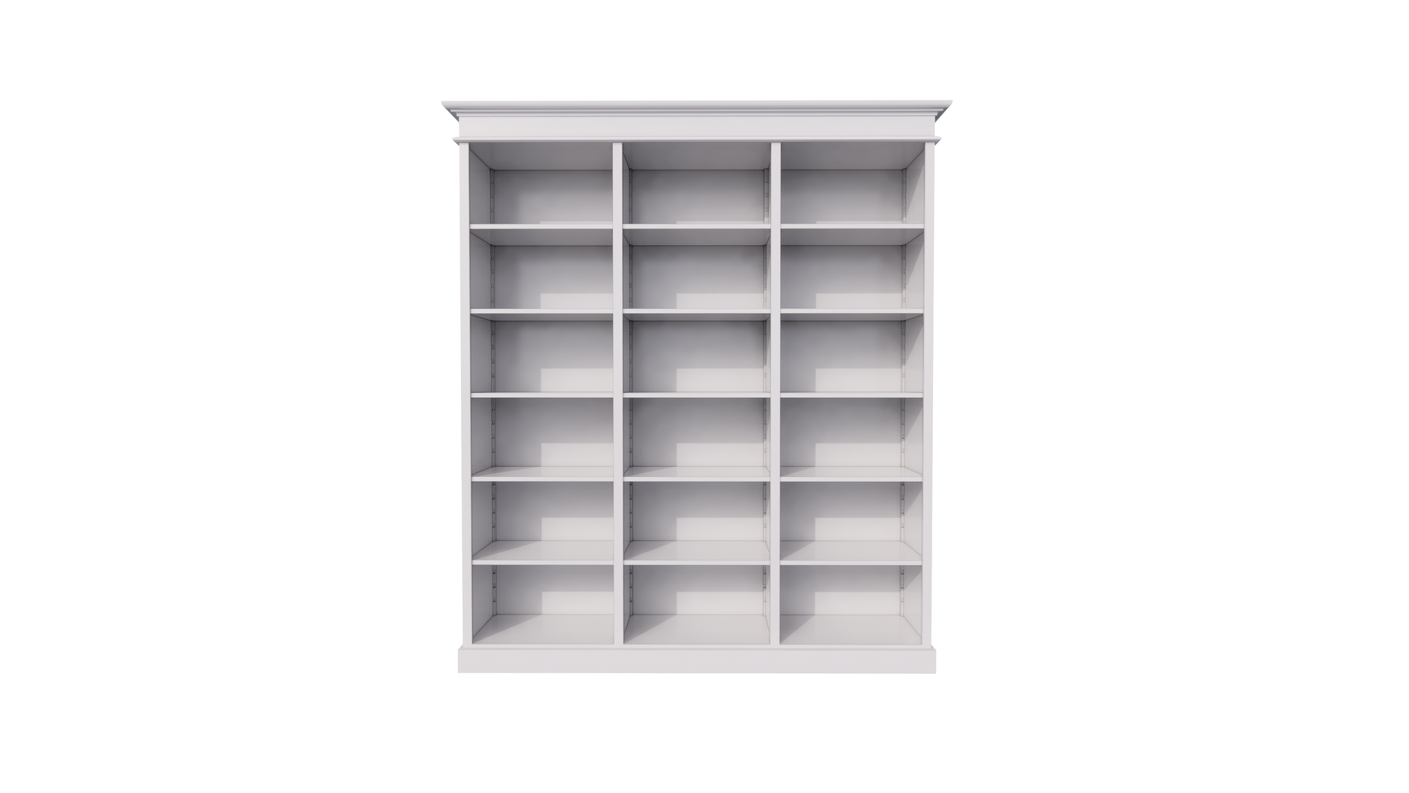 Bücherregal Queens Bibliothek - 200x40x240H cm - 15 verstellbare Einlegeböden - zerlegbar - schlichte Landhausoptik